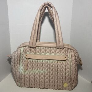 HAPP Brand Diaper Baby Bag Paige Carryall Rose Sage Herringbone Pockets NWOT